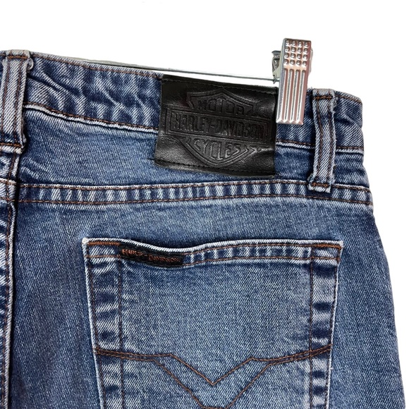 Harley Davidson Bootcut Motorcycle Riding Blue Denim Medium Washed Jeans Size 8 - Picture 12 of 15